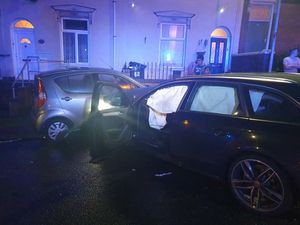 The crash on Shaw Road in Dudley, that resulted in four people going to hospital. Photo: Dudley Fire Station.