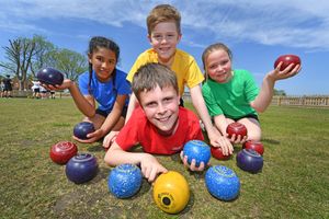 Mya Humes, Louis Dawes, Edward Jones and Lilly Dowen are among the pupils enjoying sessions of Crown Green bowls