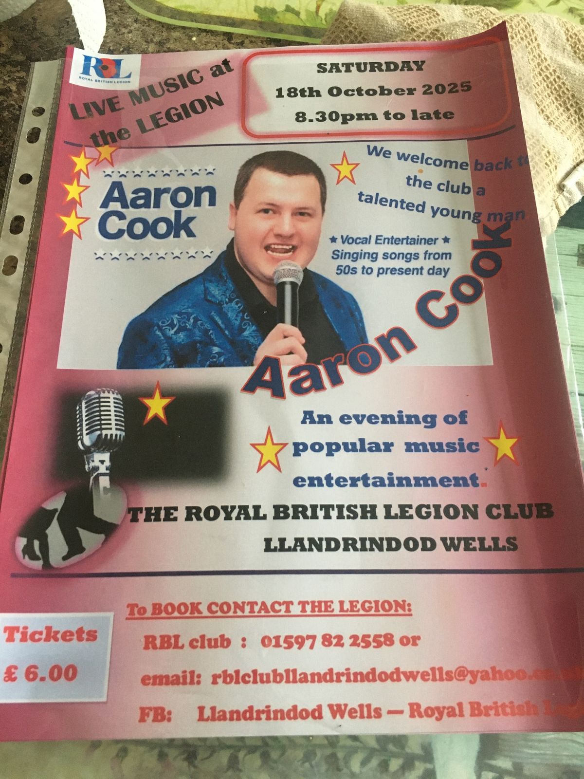 An evening of live popular music will take place at a Llandrindod Wells venue An evening of live popular music will take place at a Llandrindod Wells venue