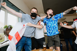 Fans at The Inn on the Green in Shrewsbury go wild as England beat Germany