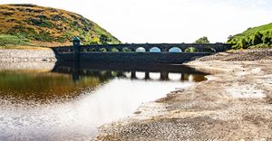 Low water in the Craig Goch Dam at the Elan Valley. Photo: Frank Moore