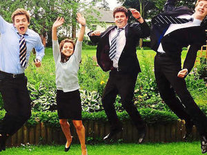 Supporting image for story: Shropshire students celebrating A-level results