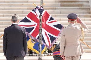 Prime Minister Sir Keir Starmer (left) and King Charles III during the national Service of Remembrance, hosted by the Royal British Legion in partnership with the Government, to mark the 80th Anniversary of VJ Day at the National Memorial Arboretum in Alrewas, Staffordshire. Picture date: Friday August 15, 2025. PA Photo. Photo credit should read: Aaron Chown/PA Wire 