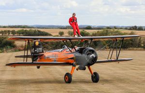 Tina Hobin on her wingwalk