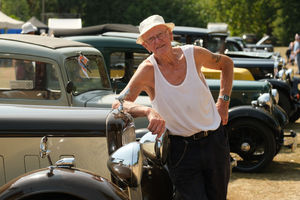Gerald Evans from Howey with his 1937 Austin 18 Hertford Model which he has owned for 15 years and has done a lot of work on. Image by Andy Compton