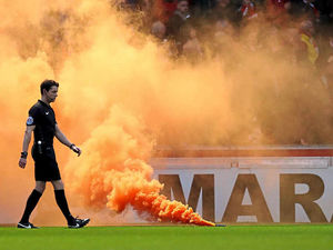 Supporting image for story: Stourbridge fan condemned for throwing flare during historic FA Cup tie