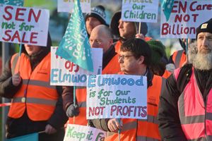 At Elmwood School, staff are on a picket line over the school planning to join the Matrix Academy Trust. 