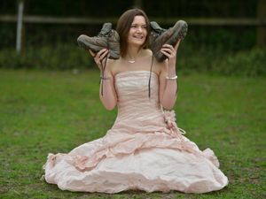 Supporting image for story: Maxine’s dressed for peak success to climb Snowdon in wedding dress