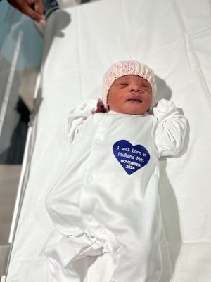 Newborn Mona Lisa Yonas, who was the first baby born at the Midland Met Hospital.