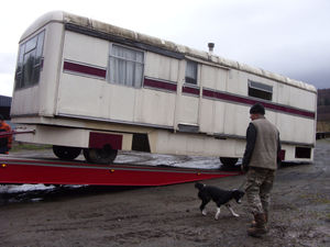 Graham watching the wagon off the low loader