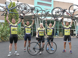 Supporting image for story: Cyclists arrive in Shropshire in support of gardens at spinal injuries centres 