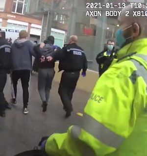 Butler being arrested