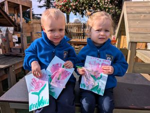 Little Trinity Nursery children, 2-year-olds River Webster and Erin Lalor, all ready for Mother’s Day!

