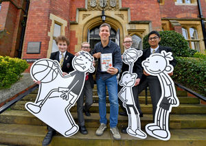 Jeff with pupils Harry Wade, Jacob Henworth, Thomas Evans and Krishna Gudipati