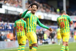 Matheus Pereira of West Bromwich Albion celebrates after scoring a goal to make it 0-2. (AMA)