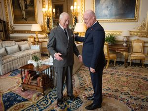 The King during an audience with the prime minister of New Zealand, Christopher Luxon, at Windsor Castle