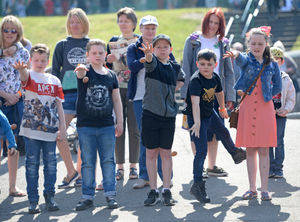 Children take part in the egg rolling challenge at Black Country Living Museum