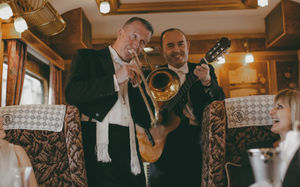 Music while you dine ... the train's musicians serenade passengers aboard the Northern Belle
