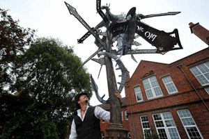 The sculpture takes pride of place