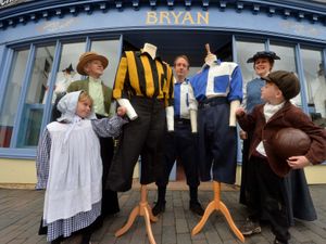 Supporting image for story: Historic Wolves and Shrews football kits given first run-out at Victorian town
