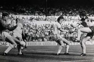 Wayne Clarke, seen here firing a shot at Leeds keeper John Lukic, scored six league goals in 1983/84