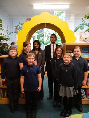Stokesay Primary school pupils in their brand new library