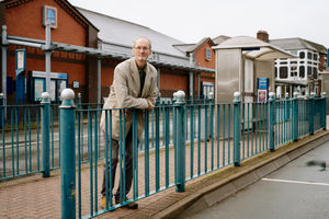 Councillor Duncan Kerr at Oswestry's bus station when he called for it to be improved