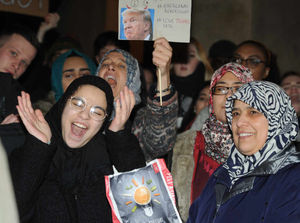Protesters in Birmingham last night