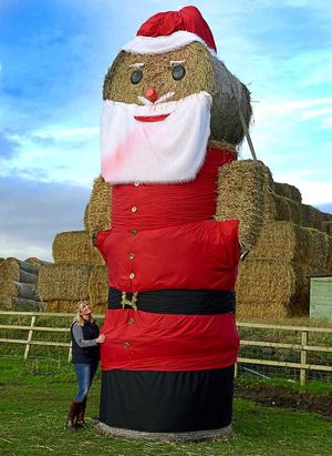 Michelle Thomas, who helped to make the giant Santa from straw bales
