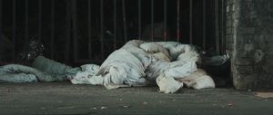 Sleeping bag. Screengrab from Homelessness in Birmingham. Birmingham City Council. For use by all BBC partners. 