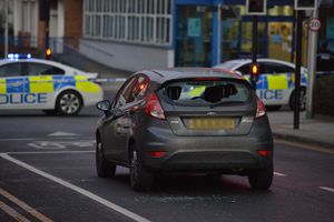 The Ford Fiesta that Mr Campbell was shot dead in on Dartmouth Street