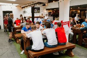 England fans at the Salopian in Shrewsbury ready for the match