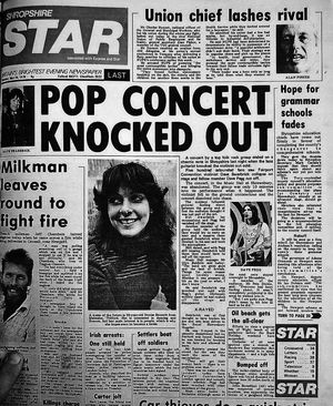 How the Shropshire Star's front page reported the band's bust-up in 1979