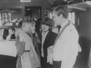 A young Warren Clarke is in this scene on the train, along with Susan Hanson who played "Miss" Diane Lawton and Denis Gilmore, who played her brother Terry