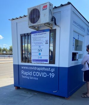 A testing station outside the airport.