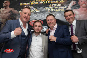 Bar Sport owner Scott Murray with Carl Frampton, Steve Collins and Richie Woodhall.