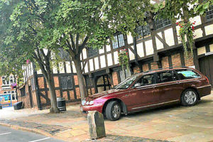 A vehicle left parked next to Rowleys House in Shrewsbury