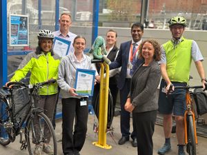 Staff from Birmingham Women's and Children's NHS Foundation Trust with Councillor Majid Mahmood, Cabinet Member for Environment and Transport at Birmingham City Council. 