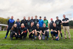 Alex Ballinger (front) joins members of the Save Our Grassroots campaign at Hingley Playing Fields for the campaign launch