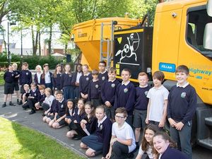 Supporting image for story: Potty for pothole-fillers - Shropshire pupils meet the vehicles they named 