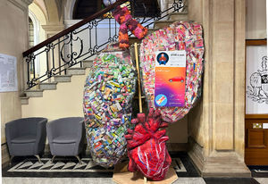 The art installation on display at Walsall Council House was crafted from approximately 4,000 empty boxes of illicit vapes.