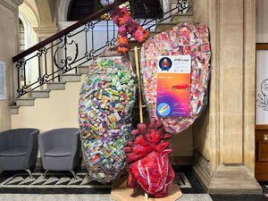 Supporting image for story: Sculpture made from seized vapes on display in Walsall Council House
