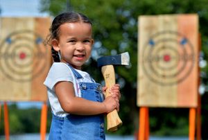 Aliyah Allen, three, from Telford, at the Water's Edge Festival