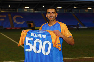 Mal Benning celebrated his 500th career appearance in professional football