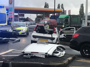 Supporting image for story: Car roof cut off after A5 crash in Cannock