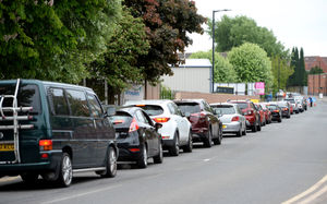 Long queues at Merchants Way Household Recycling Centre, Aldridge, as it reopens due to the lockdown easement