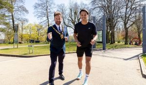 Councillor Ian Preece, Mayor of the Borough of Telford and Wrekin, with Brandon. Photo: Telford and Wrekin Council