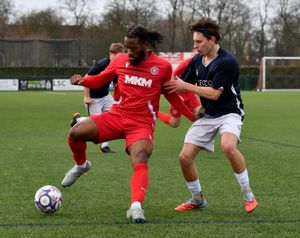 Action from Stafford Town v Stockport Georgians. Jayden Bailey-Hunter.