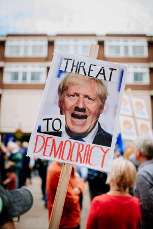 One of the many homemade placards at the protest