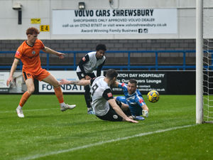 Matty Stenson scores for St Ives Town against St Ives Town on Saturday (Pic: Kieren Griffin)